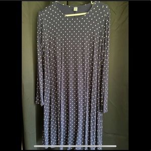 Old navy LS navy and white polka dot swing dress